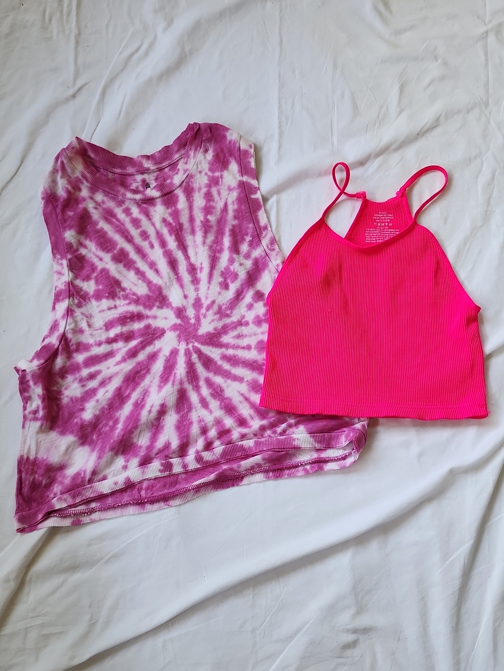 FP Movement Muscle Tee & Neon Pink Ribbed Tank Top Set XS Small Medium